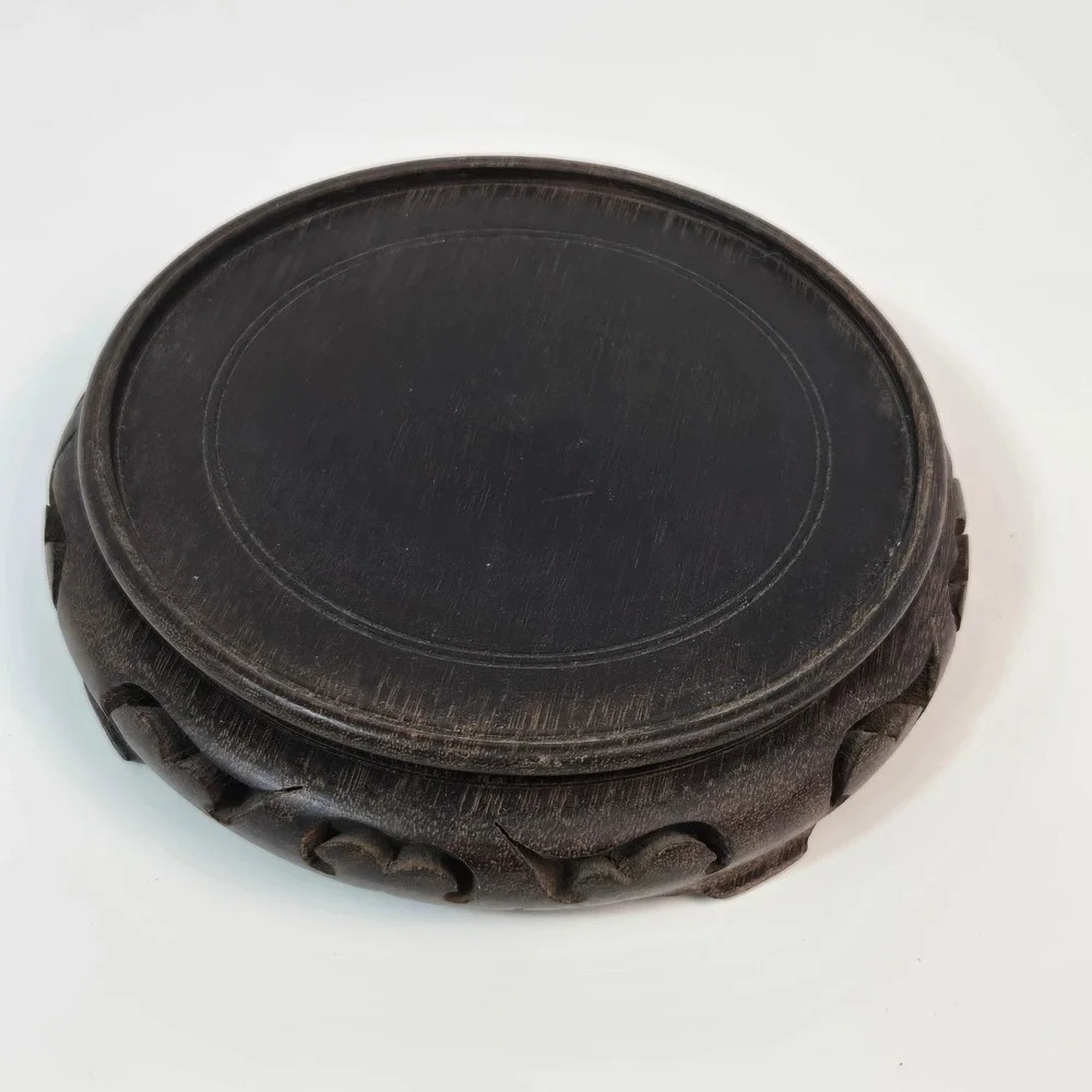 Vintage Chinese Carved Wood Display Stand Dark Rosewood Vase Pedestal Base